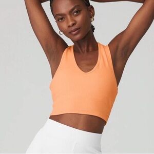 Alo Goddess Ribbed Cropped Racerback Tank Cantaloupe